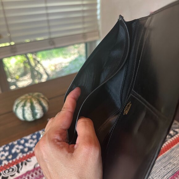 Gucci Black Leather Long Wallet Sherry Line Foldover Clasp, Vintage and Rare - Picture 8 of 13